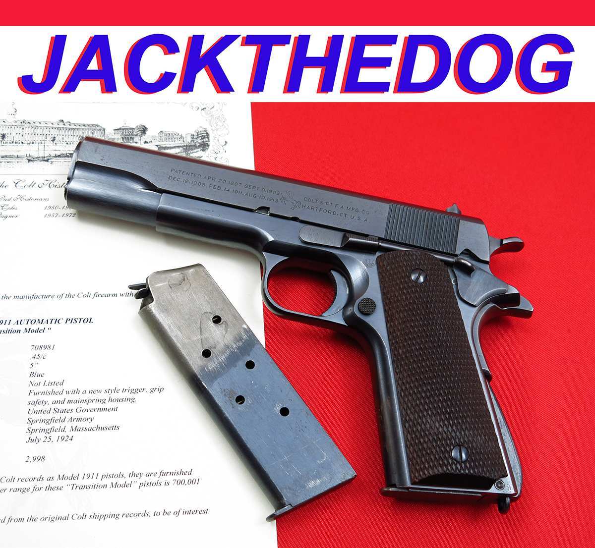 Colt 1911 U. S. ARMY (1911A1) 1924 TRANSITION MODEL