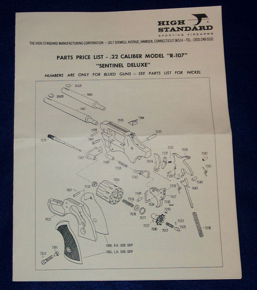 High Standard Model R-107 Owners Manual Reproduction 
