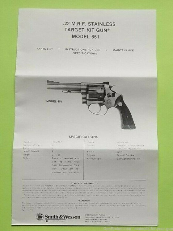 Smith & Wesson SMITH AND WESSON .22 MRF STAINLESS TARGET KIT GUN MODEL ...