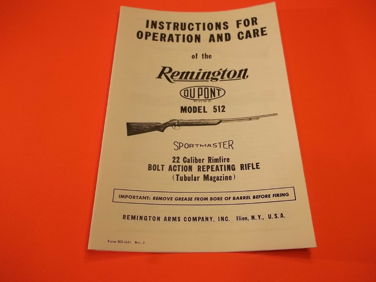 Remington Model 512 Sportmaster Rifle Manual (138) .38 Special 17203215 ...