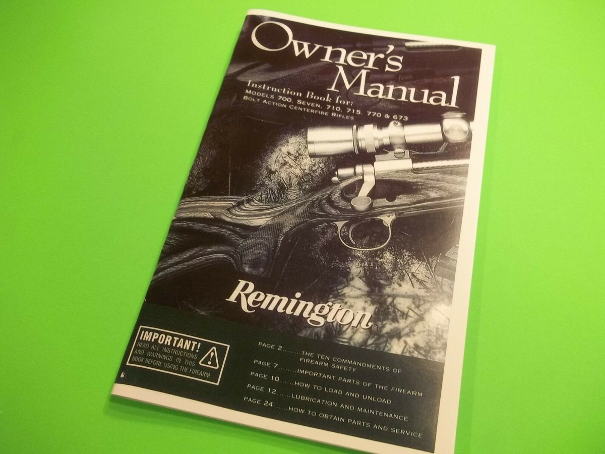 1998 Remington Model 700 Bolt Action Center Fire Rifle Original Owner's Manual 