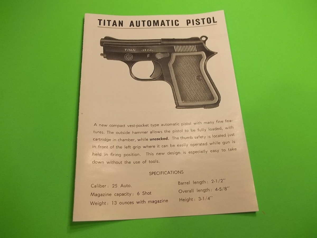 American Tactical Imports ATI .25 CALIBER AUTOMATIC PISTOL INSTRUCTION