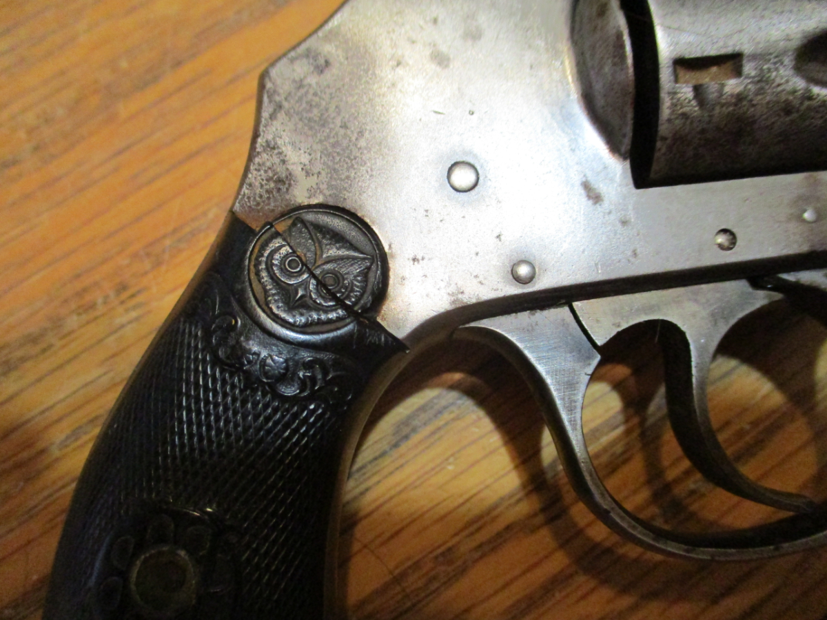 Iver Johnson Old 5 Shot Revolver Owl Head Grips For Sale at GunAuction