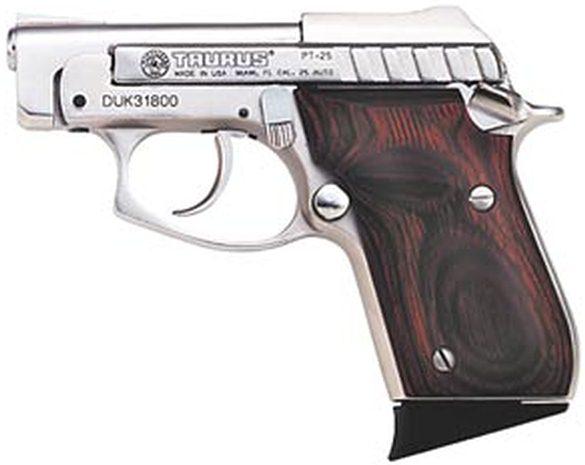 Taurus Pt 25 Acp. Auto Pistol Nickel Rosewood Grip For Sale at ...