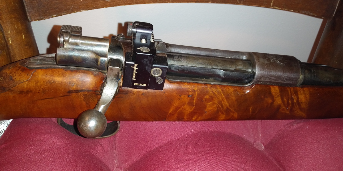 Spanish mauser, Sporter, carbine, 7x57, shoots, needs attention, Timney trigger, Peep rear sight, project 7mm Mauser (7x57mm) - Picture 4