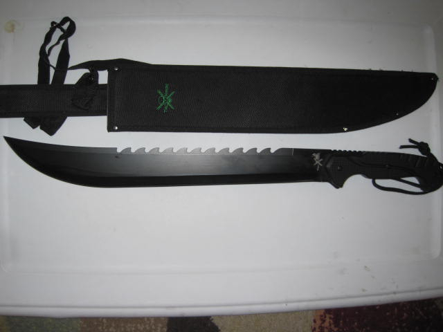 Frost Cutlery Tac Xtreme Machete Fix Blade Knife Tactical Black Handle ...