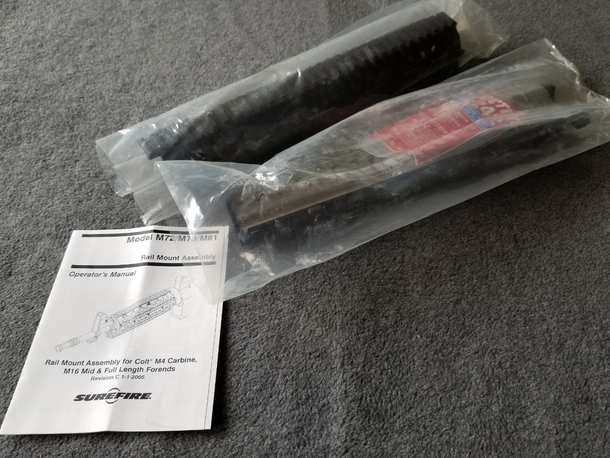 Surefire Ar15 Rail Mount Assembly M72, (Full Length, Round Cap) New 5 ...