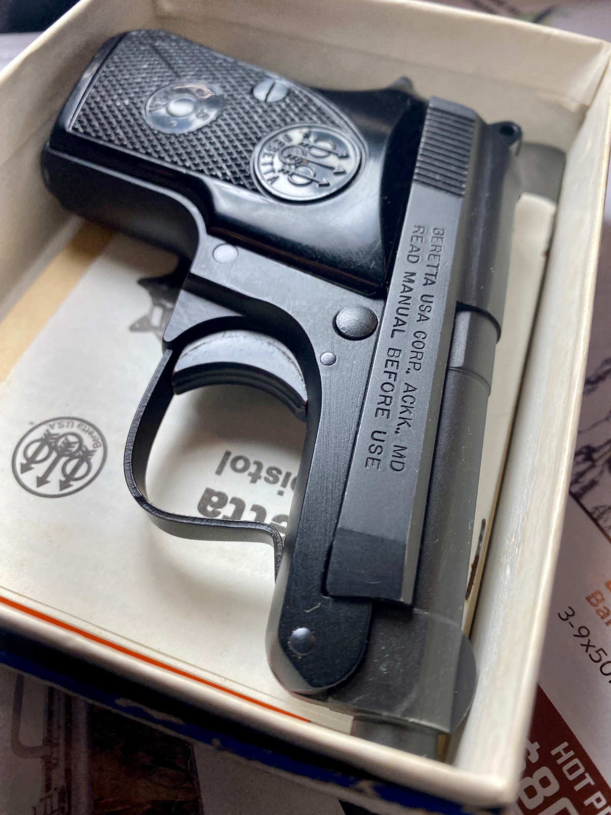 Beretta Nice 950 25 Acp Box Manual And One Magazine .25 Acp For Sale at