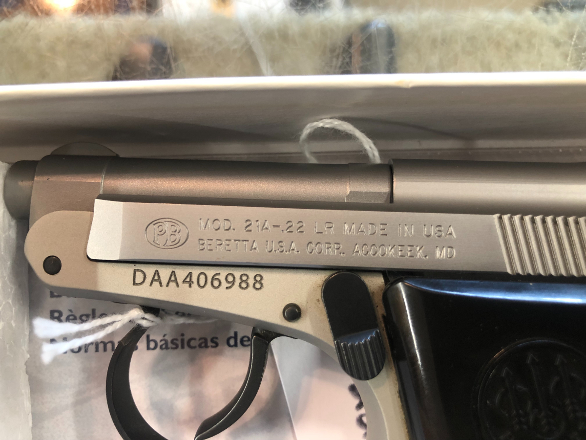 BERETTA MOD 21A SER# DAA406988 .22 LR 17347057 - GunAuction.com