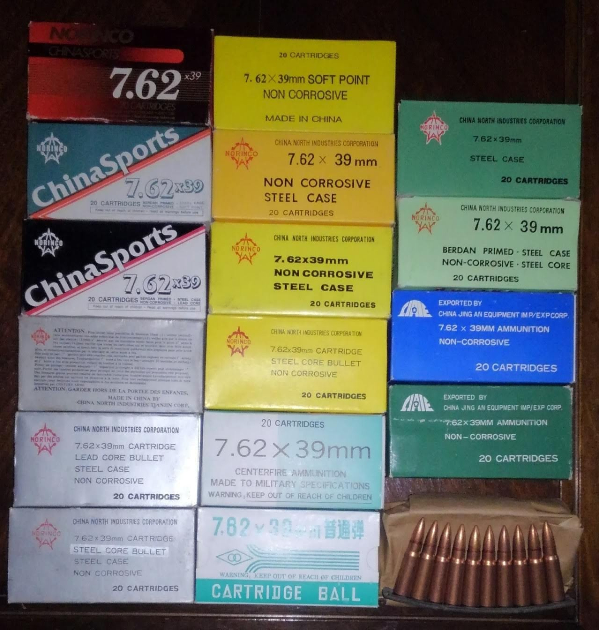 China 400 rounds 20 boxes of 20rds of chinese norinco 7 62x39mm