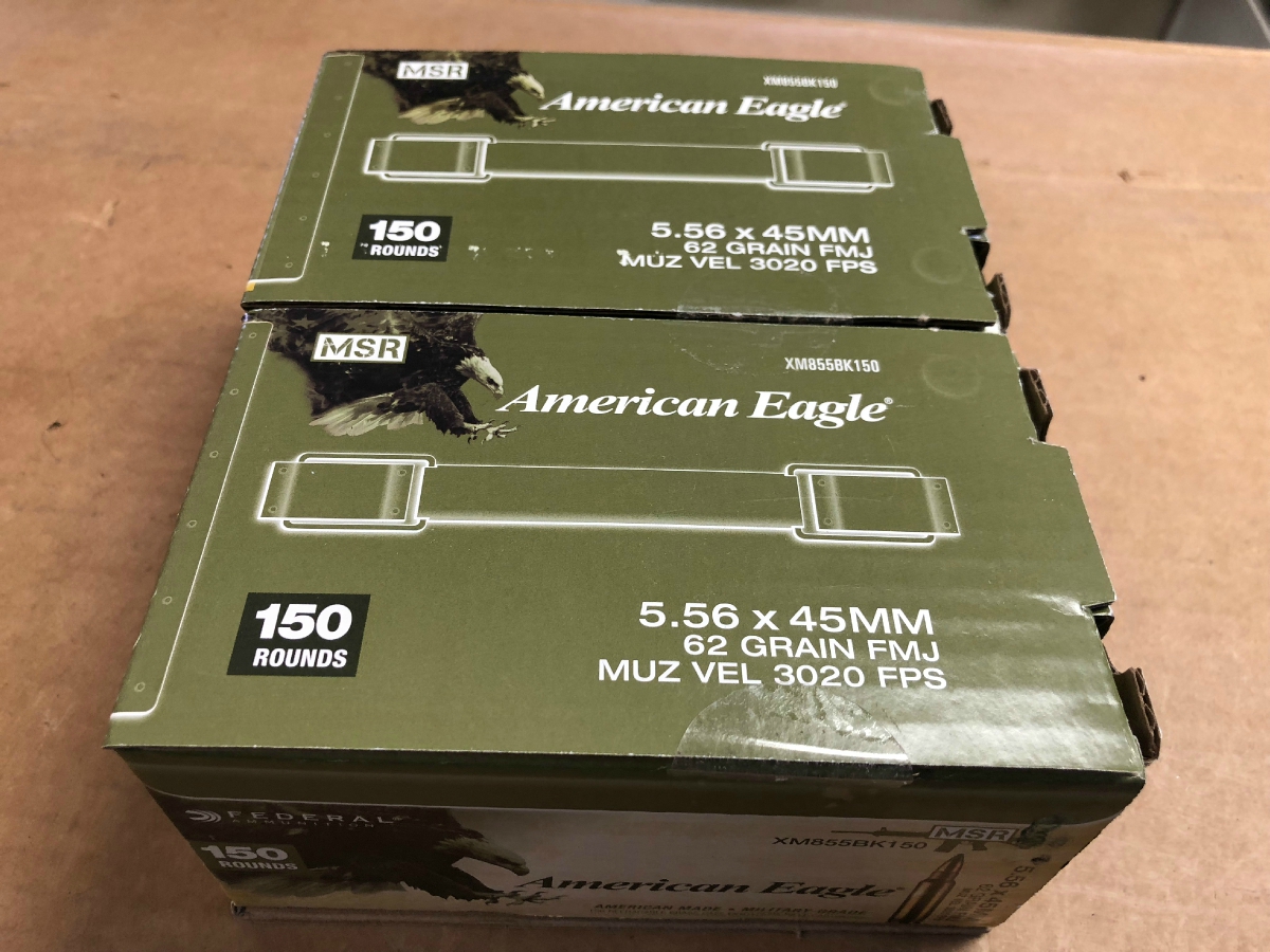 300 rounds two boxes bulk green tip federal m855 5 56 nato 62gr fmj new