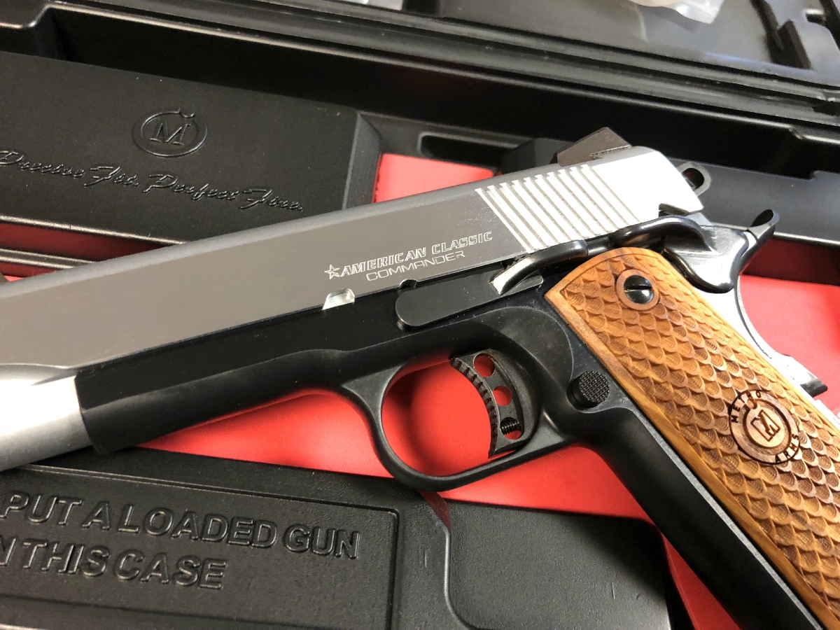 METRO ARMS - American Classic 1911 Commander Single 45 (ACP) 4.25 Inch 8+1 Hardwood Grip Hard Chrome NEW!!!! - Picture 3