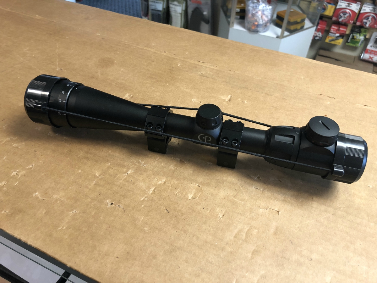 Center Point 4-16x40 Illuminated Rifle Scope Matte Black With Rings 