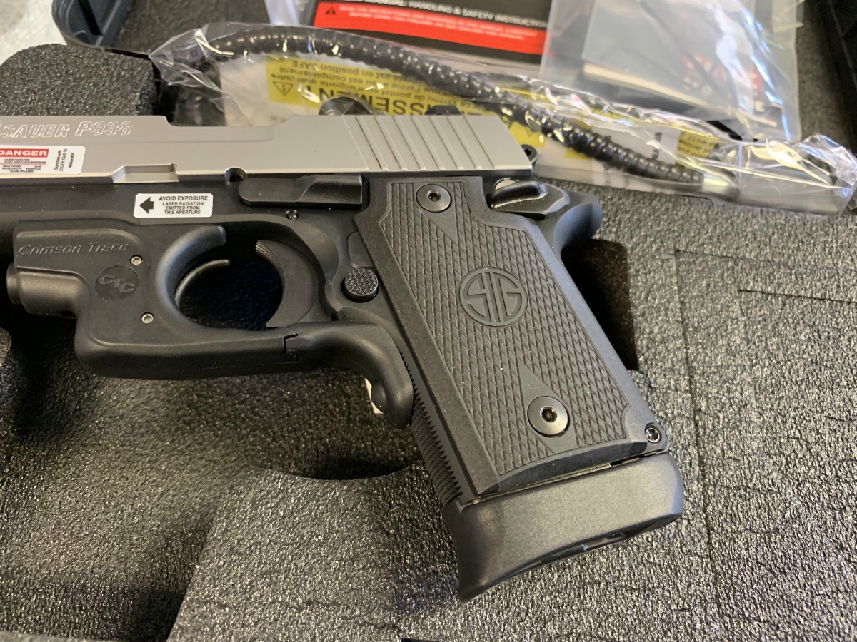 SIG SAUER P938 9MM TWOTONE CRIMSON TRACE LASER NIGHT SIGHTS TWO MAGS