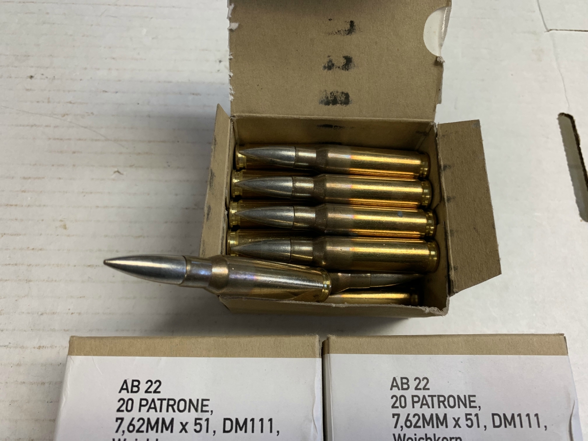 100 rounds 7 62x51 147 grain brass german men ammo new in 5 boxes of 20