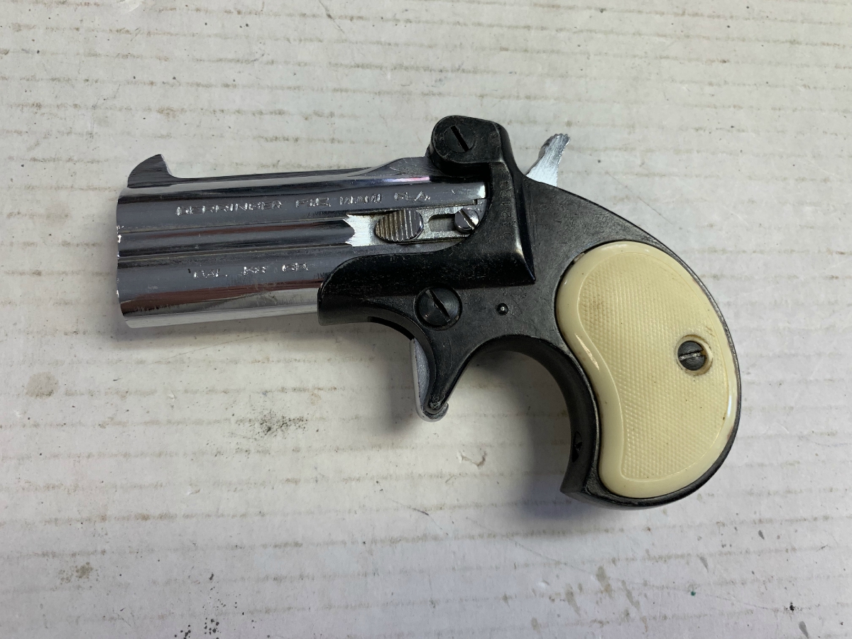 Fie Derringer Model Over Under Two Shot Chrome Finish White Grips. .38 ...