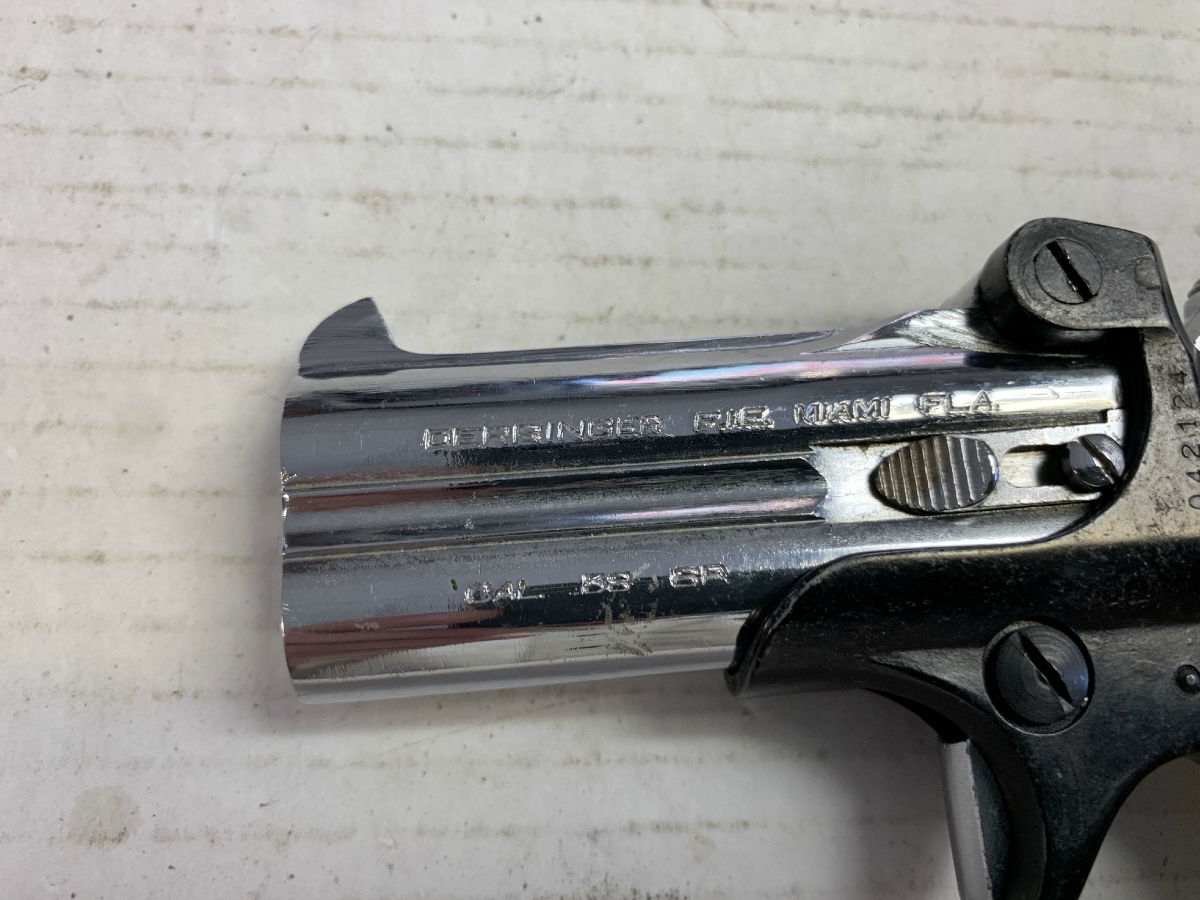 Fie Derringer Model Over Under Two Shot Chrome Finish White Grips. .38 ...
