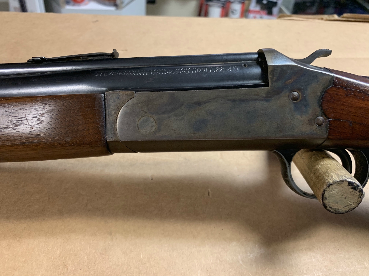 Stevens Model 22-410 Over Under Shotgun/Rifle Combo 24 Inch Barrel Wood ...