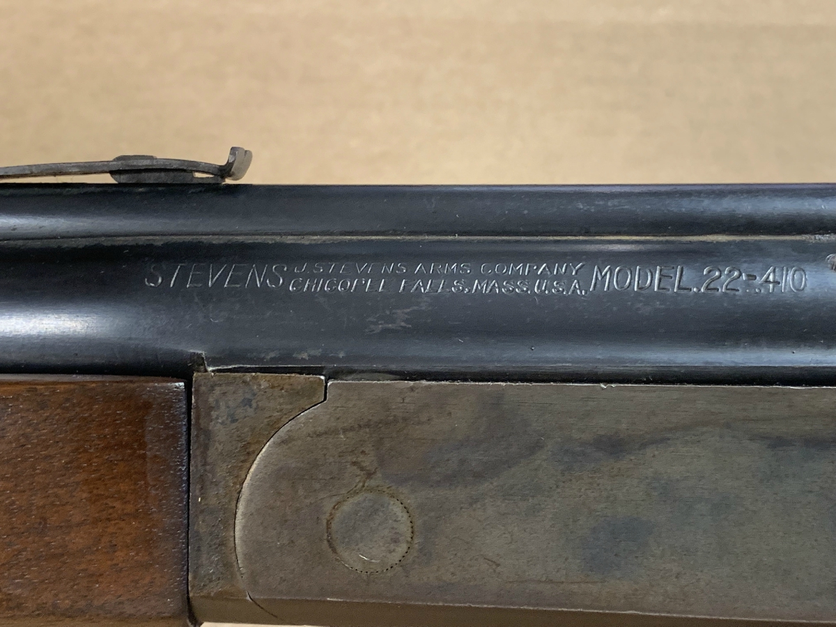 Stevens Model 22-410 Over Under Shotgun/Rifle Combo 24 Inch Barrel Wood ...