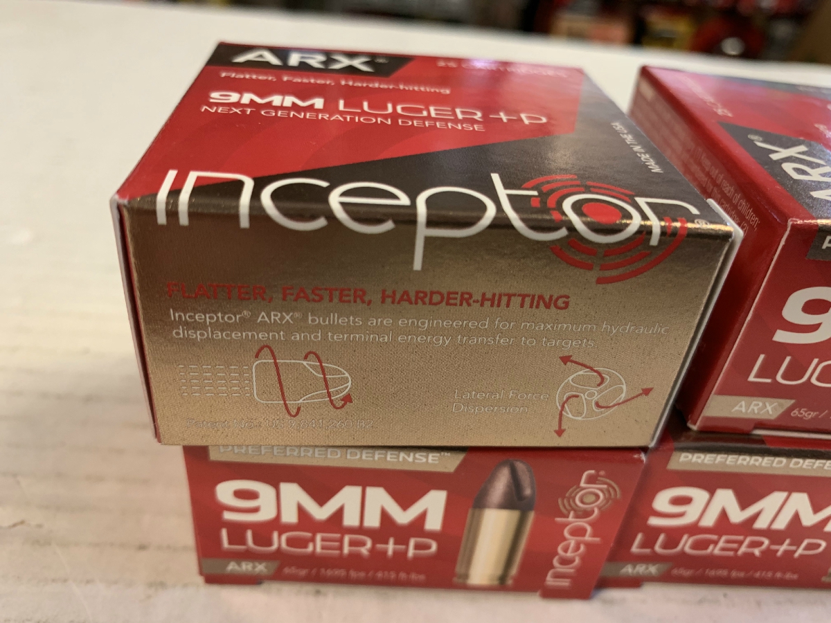 Luger 100 Rounds Inceptor 9ARXBRLUGP65 Preferred Defense 9mm +P 65 GR ...