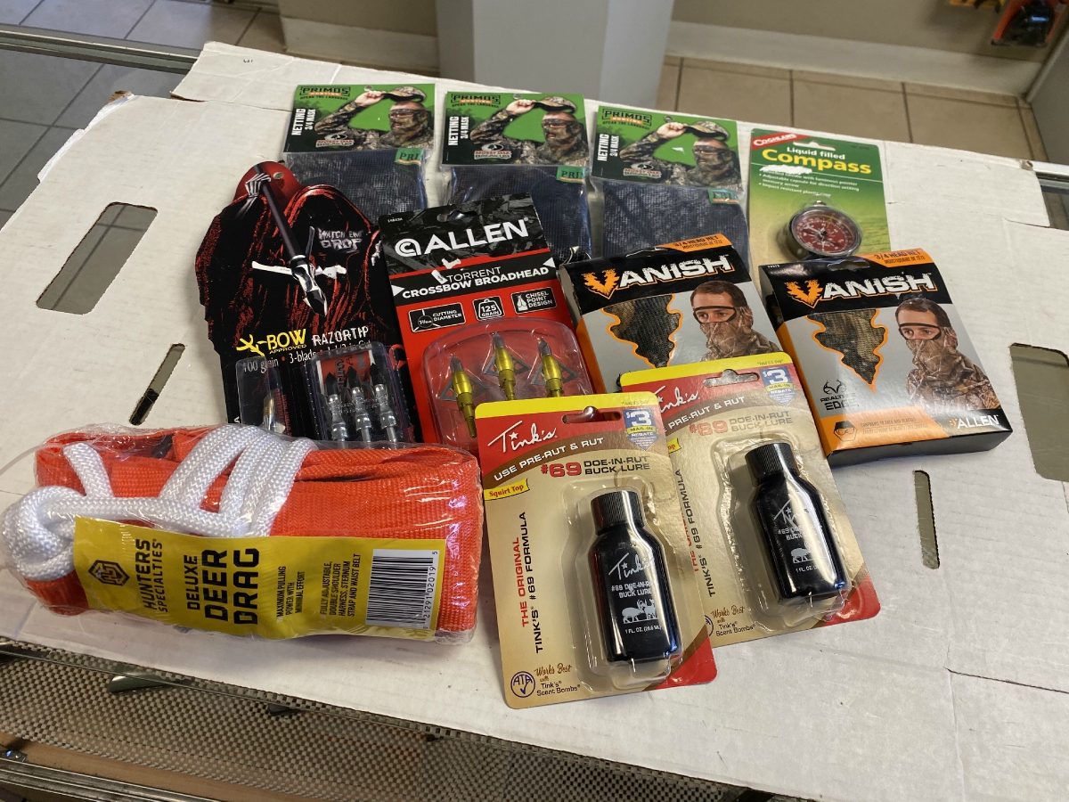 Nice Lot Of Assorted Hunting Items Broad Heads, Scents, Lures And