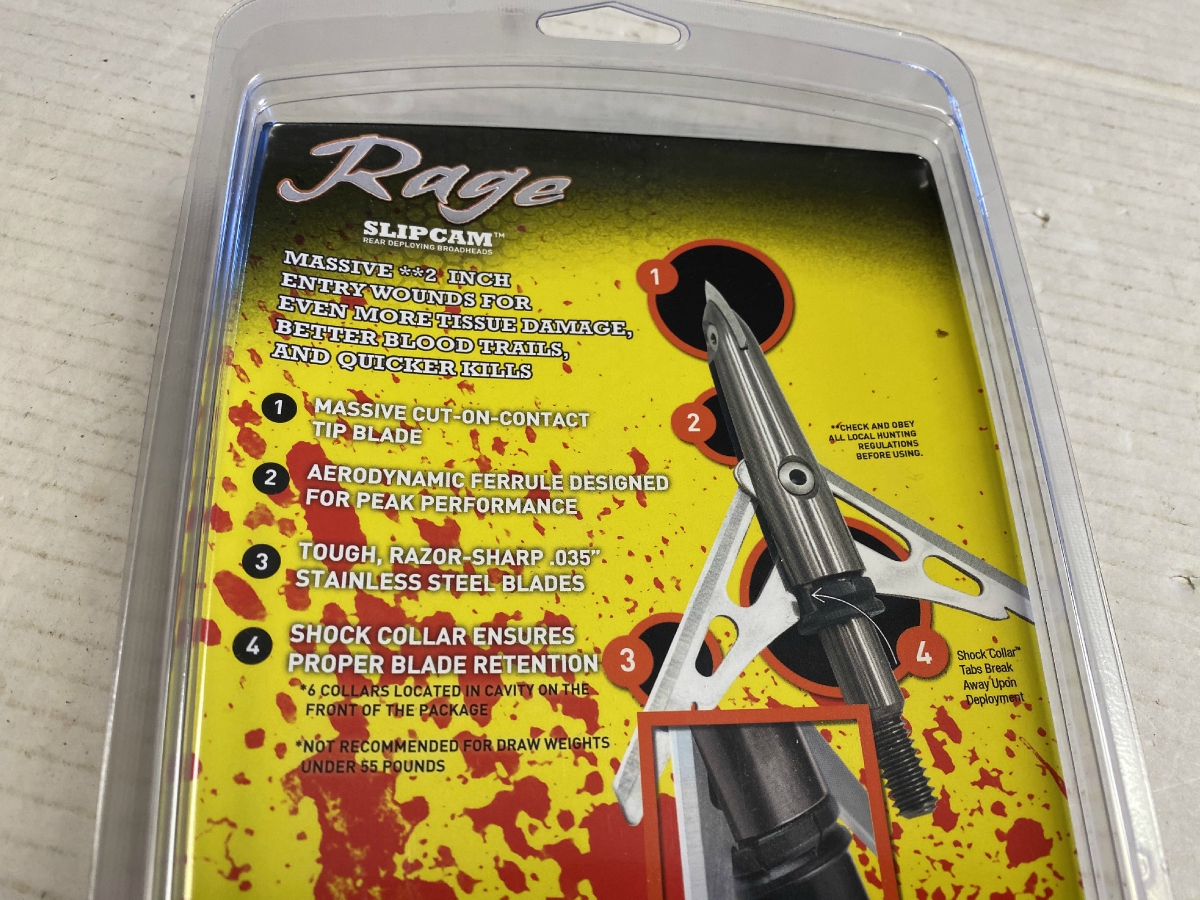 Rage 2Blade Broadhead With Shock Collar 100 Grain 2 Inch Cutting
