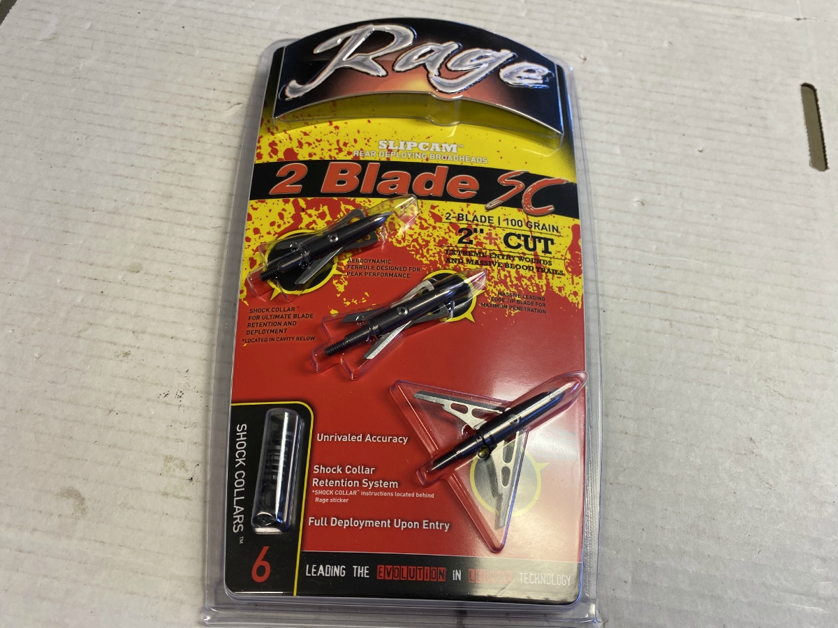 Rage 2Blade Broadhead With Shock Collar 100 Grain 2 Inch Cutting