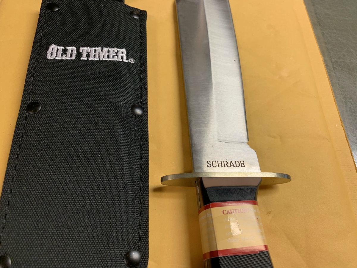 Schrade Old Timer Bowie Knife With Sheath Factory New For Sale at