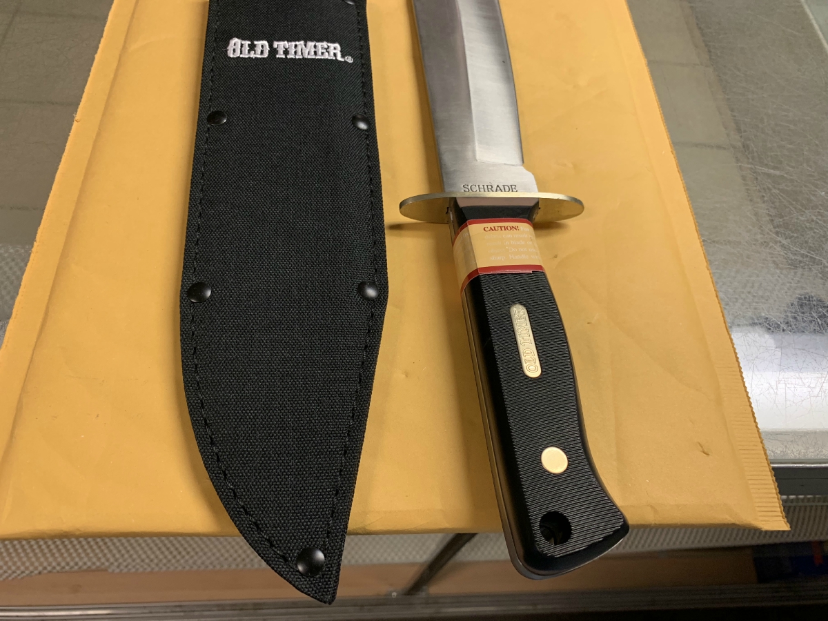 Schrade Old Timer Bowie Knife With Sheath Factory New For Sale at