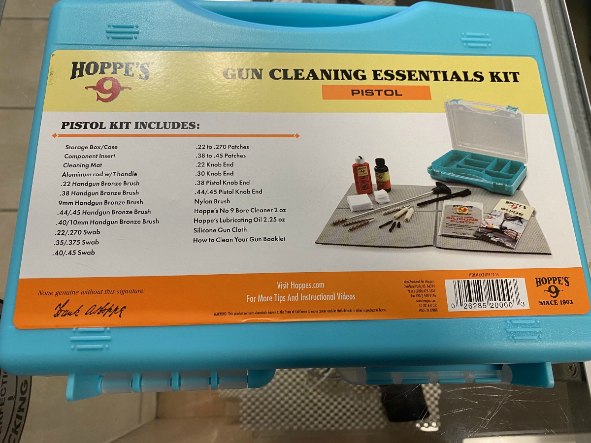 HOPPES Hoppe`s Gun Cleaning Essential Pistol Kit With Hard Case NEW