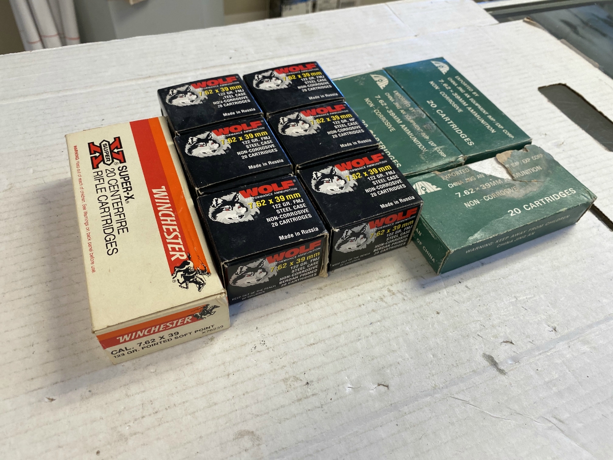 197 rounds 7 62x39 ak47 sks ammunition wolf winchester and chinese ammo