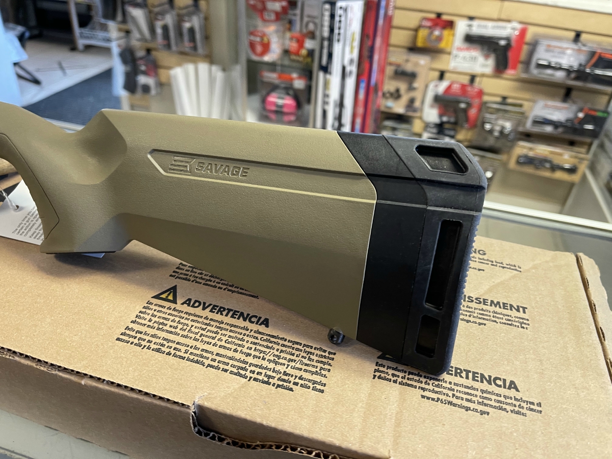 SAVAGE MODEL AXIS II ADJUSTABLE ACCU TRIGGER 22 INCH BARREL FDE STOCK