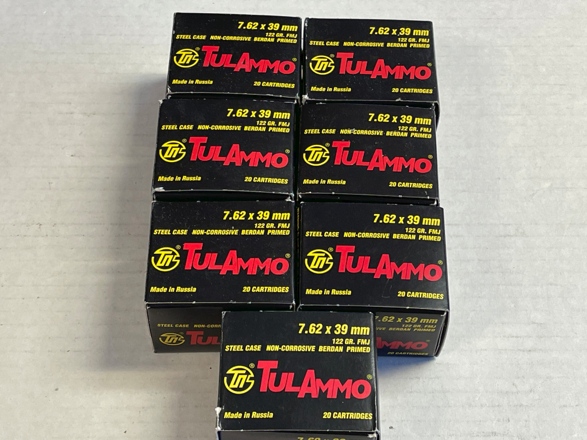 140 rounds tulammo rifle ammunition 7 62x39mm 122 gr fmj new in boxes 7