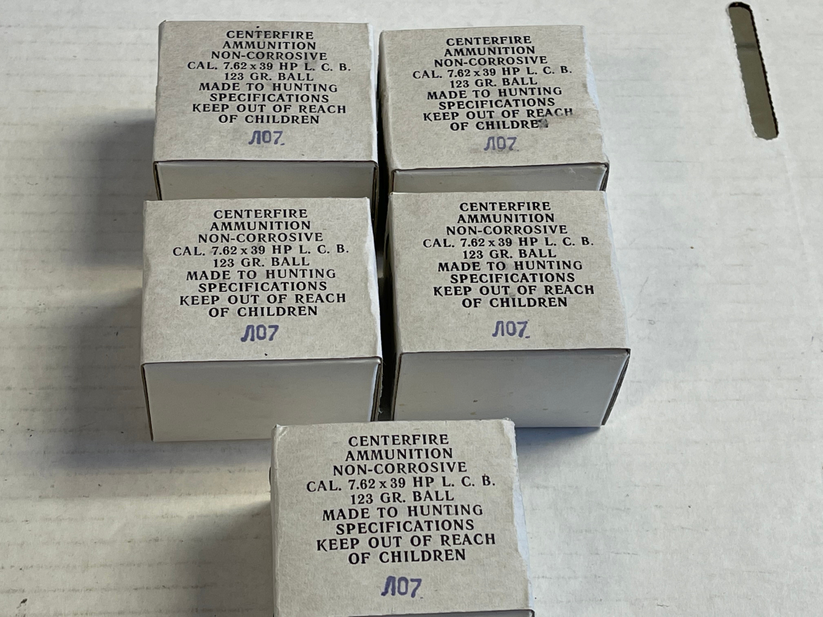 100 rounds russian 7 62x39 ammunition 123 grain hollow point non
