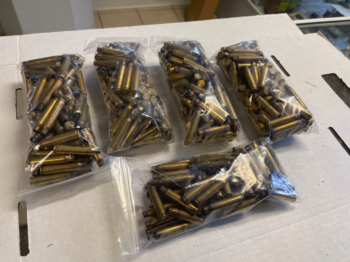 469 Pieces Fired 223 Brass 4 Bags Of 100 Each And 1 Bag Of 69 .223 Rem ...