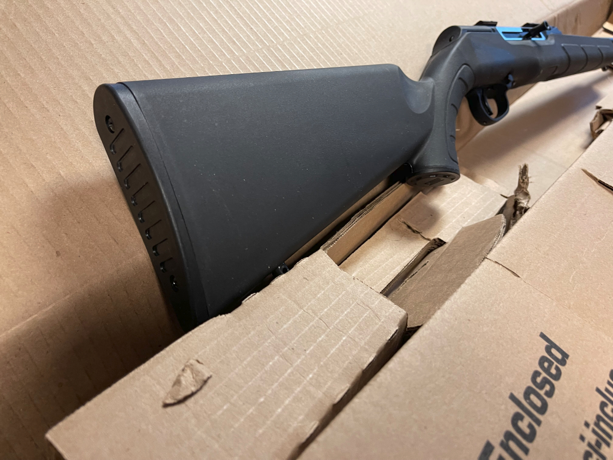 Savage Model A22 SemiAuto Rifle Synthetic Stock Open Sights And Scope