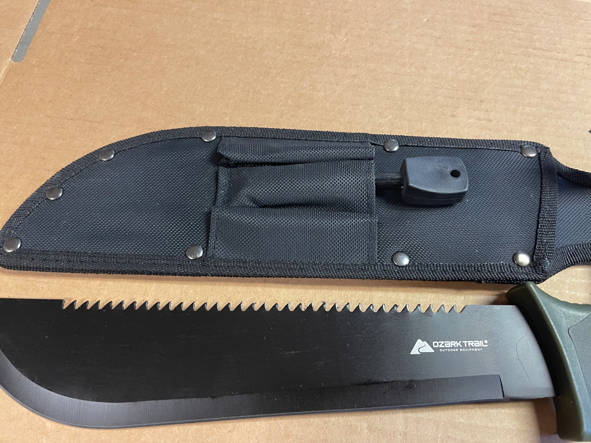 Ozark Trail 10 Inch Machete With Saw Teeth, Fire Starter And Sheath New