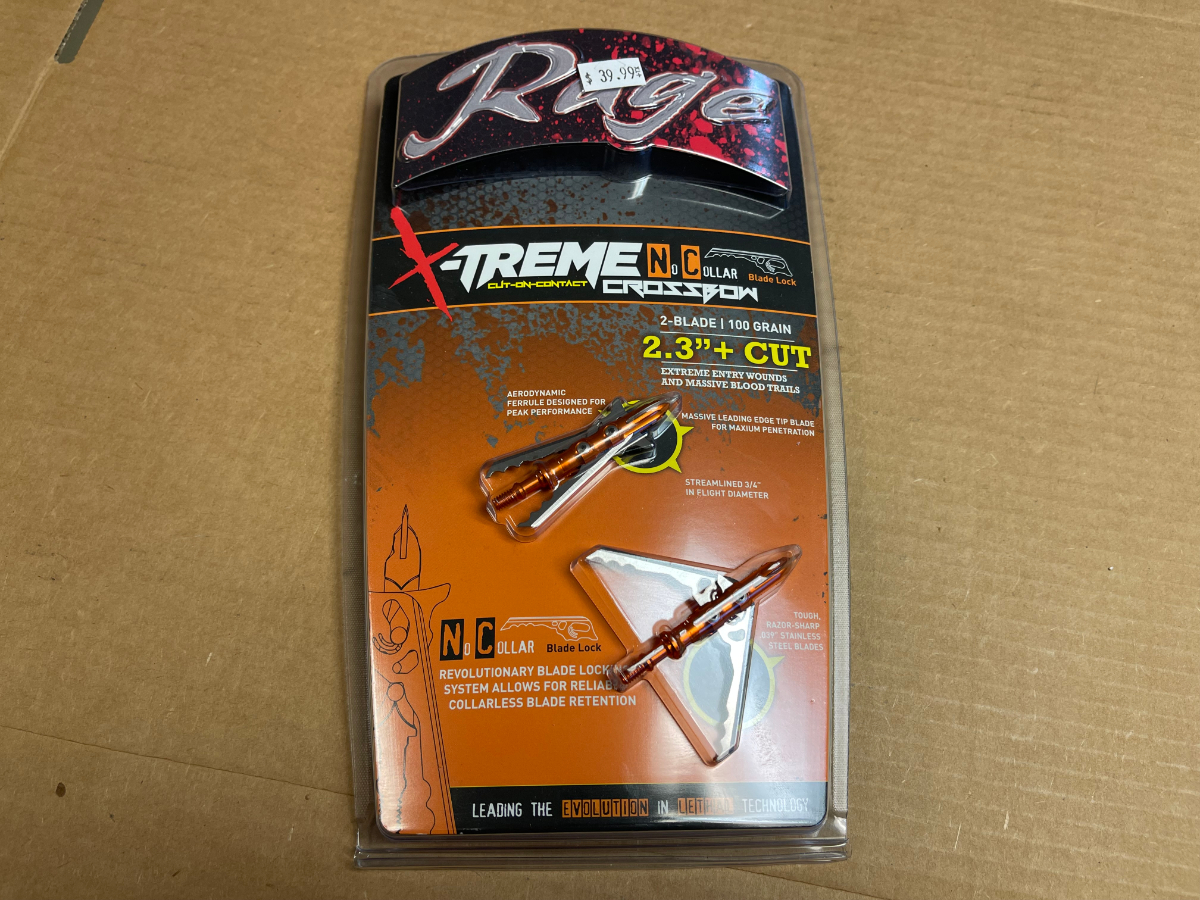 RAGE XTREME NO COLLAR CUT ON CONTACT CROSSBOW BROADHEADS NEW 17195698