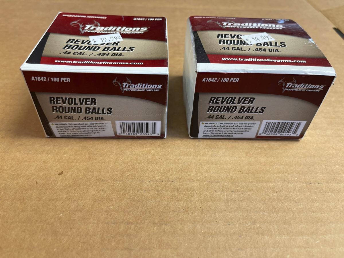 200 ROUNDS TRADITIONS REVOLVER 44 CALIBER ROUND BALLS NEW IN BOXES .44 ...