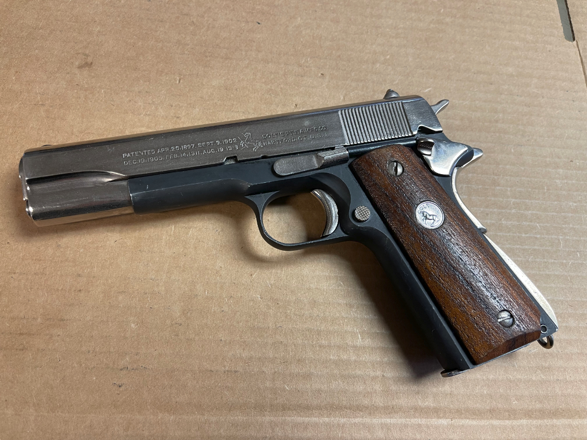 Colt 1911 Semi-Auto Pistol 5 Inch Barrel Wood Grips 7 Round Magazine ...