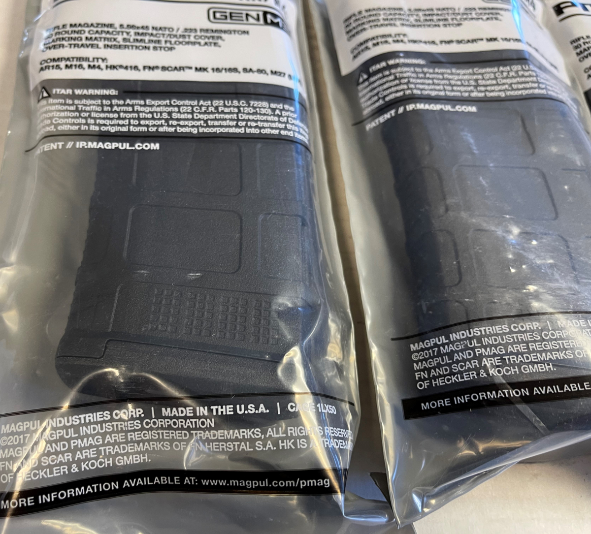 Magpul Industries Five Magpul Blk Pmag Gen M3 223 5.56 Ar-15, M4 30rd ...