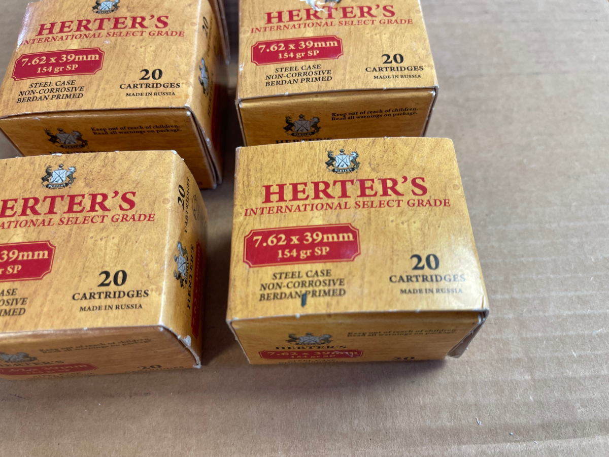 120 rounds herters 7 62x39 154 grain soft point ammunition new in boxes