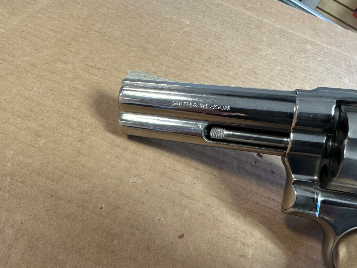 Smith & Wesson MODEL 581 (NO DASH) NICKEL FINISH 4 INCH BARREL 6 SHOT REVOLVER WOOD GRIPS NICE .357 Magnum - Picture 8