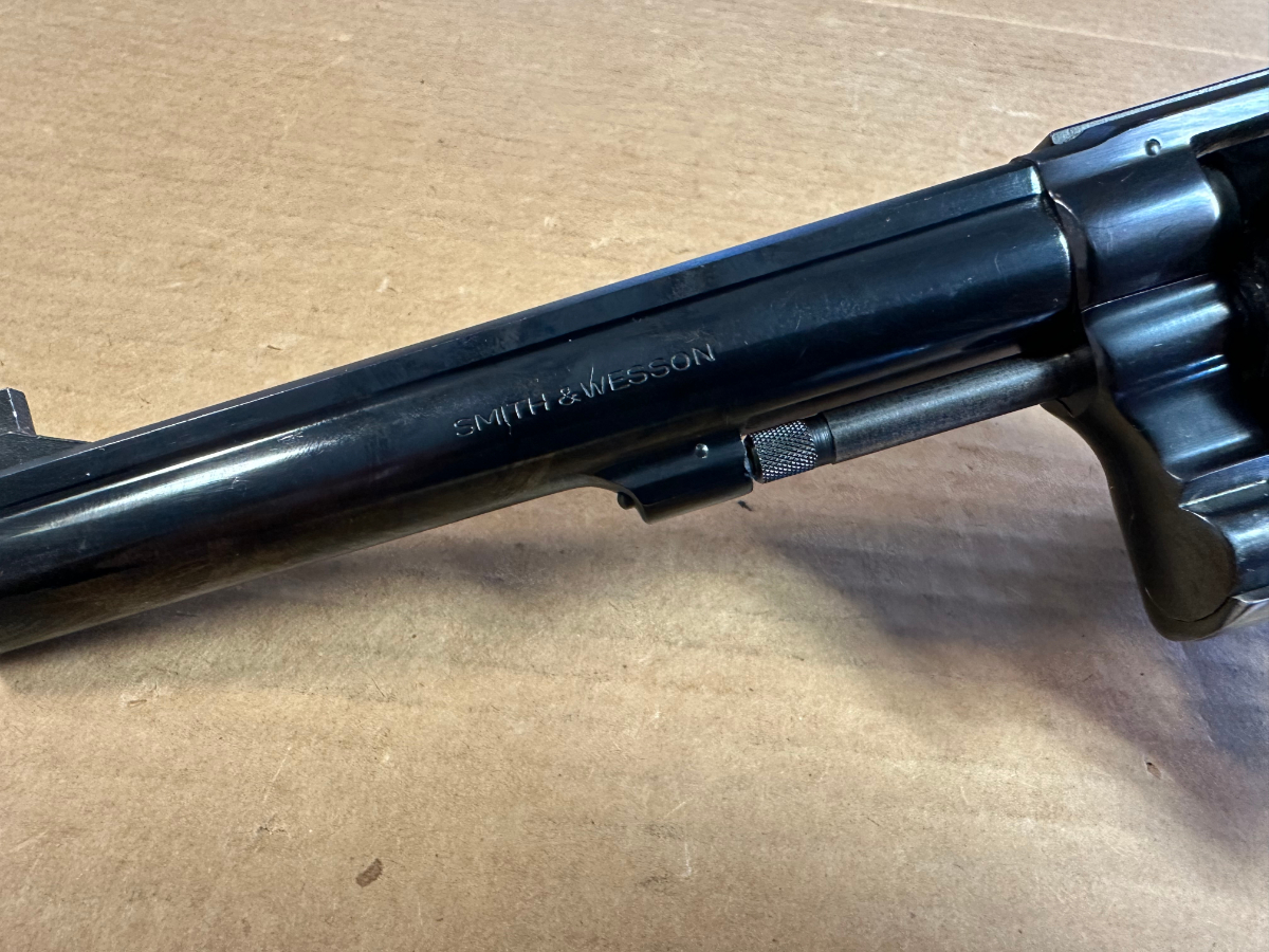 Smith & Wesson MODEL 14-4 6 SHOT REVOLVER 6 INCH BARREL WOOD GRIPS BLUED FINISH NICE .38 Special - Picture 6