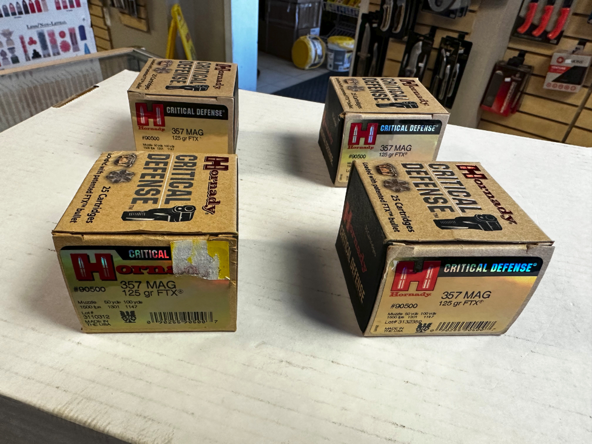 100 ROUNDS HORNADY CRITICAL DEFENSE 357 MAGNUM 125 GR FTX BULLET NEW IN ...