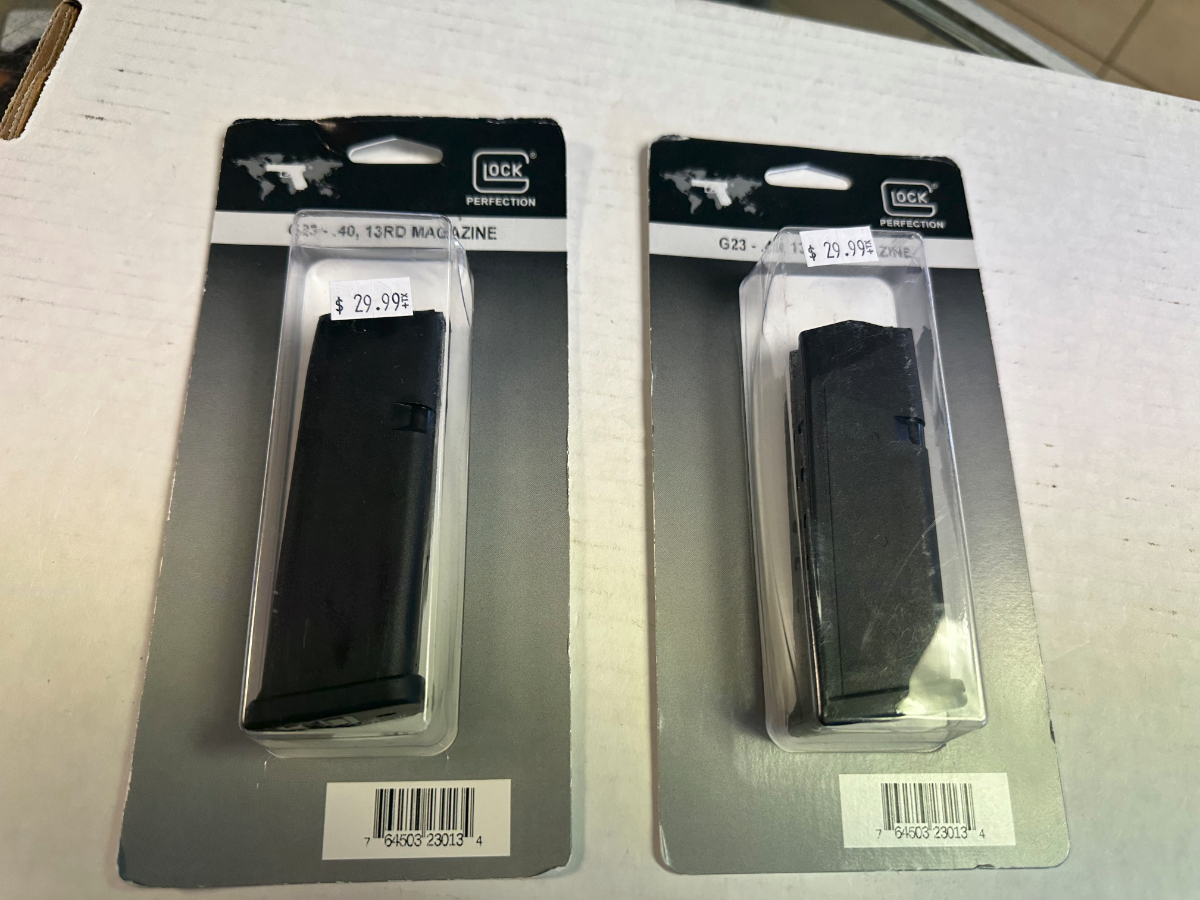 TWO Glock MF23013 G23 13rd 40 S&W, Black Polymer Magazines Brand New ...