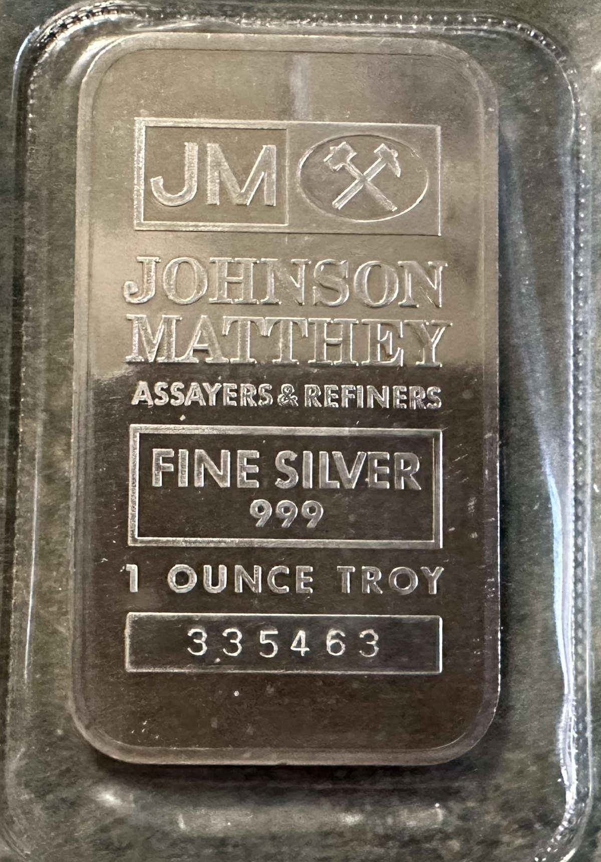 JOHNSON MATTHEY JM 1 TROY OUNCE .999 FINE SILVER IN SEALED PLASTIC ...