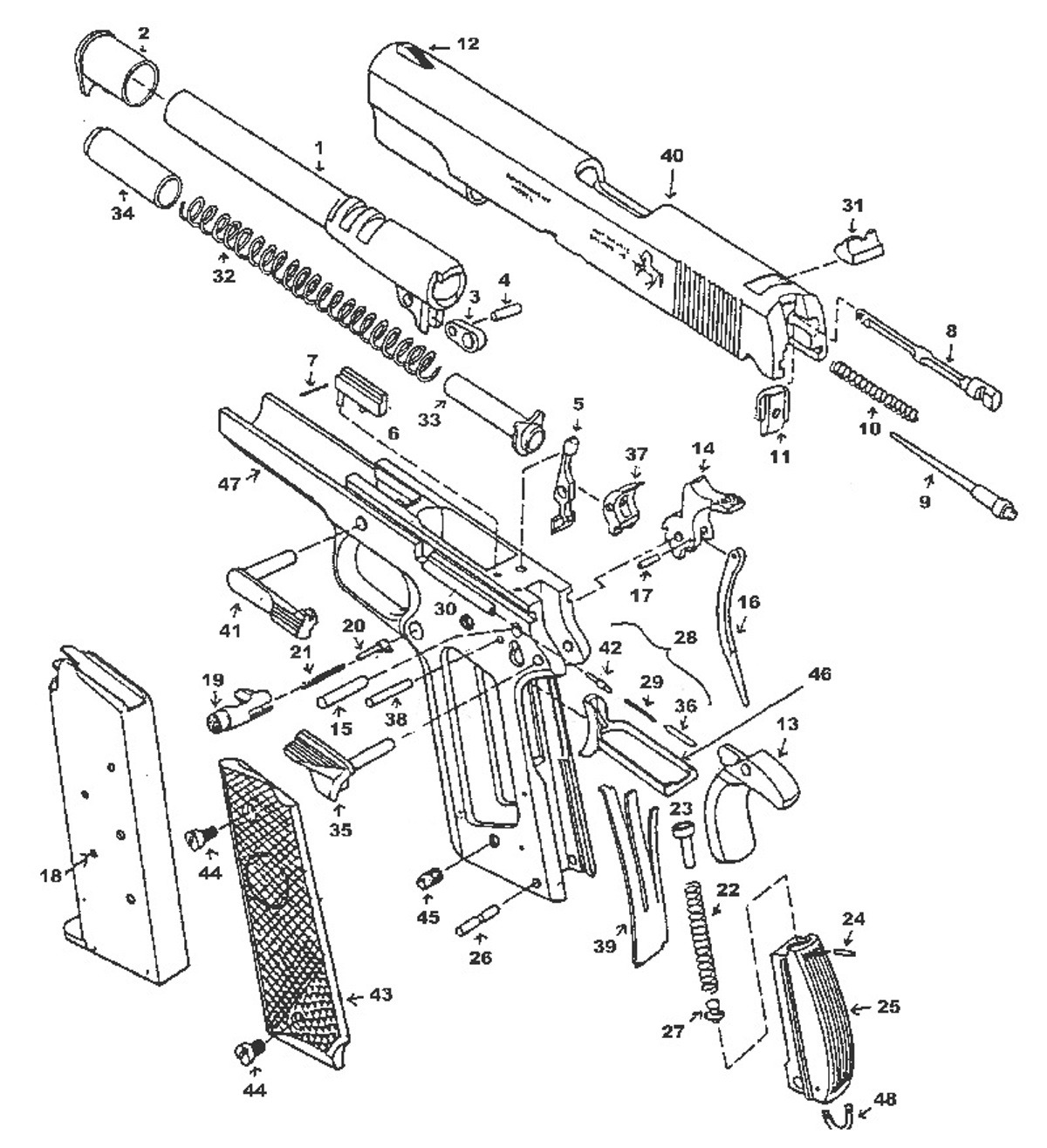 1911 Parts Kit With Frame Build Your Own 1911 Essex Frame With Sarco ...