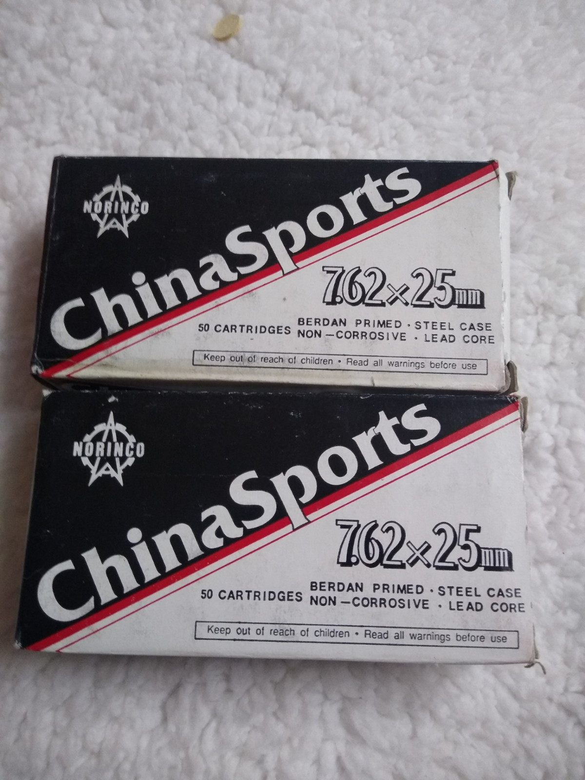 Norinco china sports 7 62x25mm 50 cartridges per box 2 boxes berdan