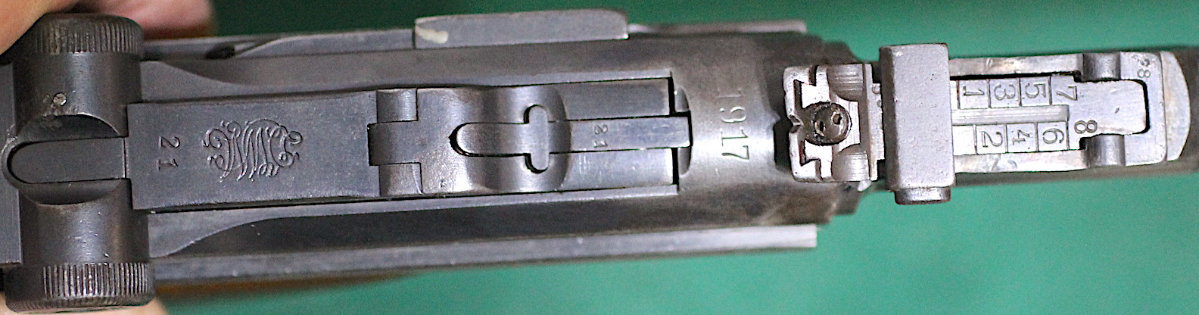 Mauser ARTILLERY LUGER 1917 DMW STOCK SLOT MATCHING 9MM ONE MAG ADJUSTABLE TANGENT REAR SIGHT 9mm Luger - Picture 5